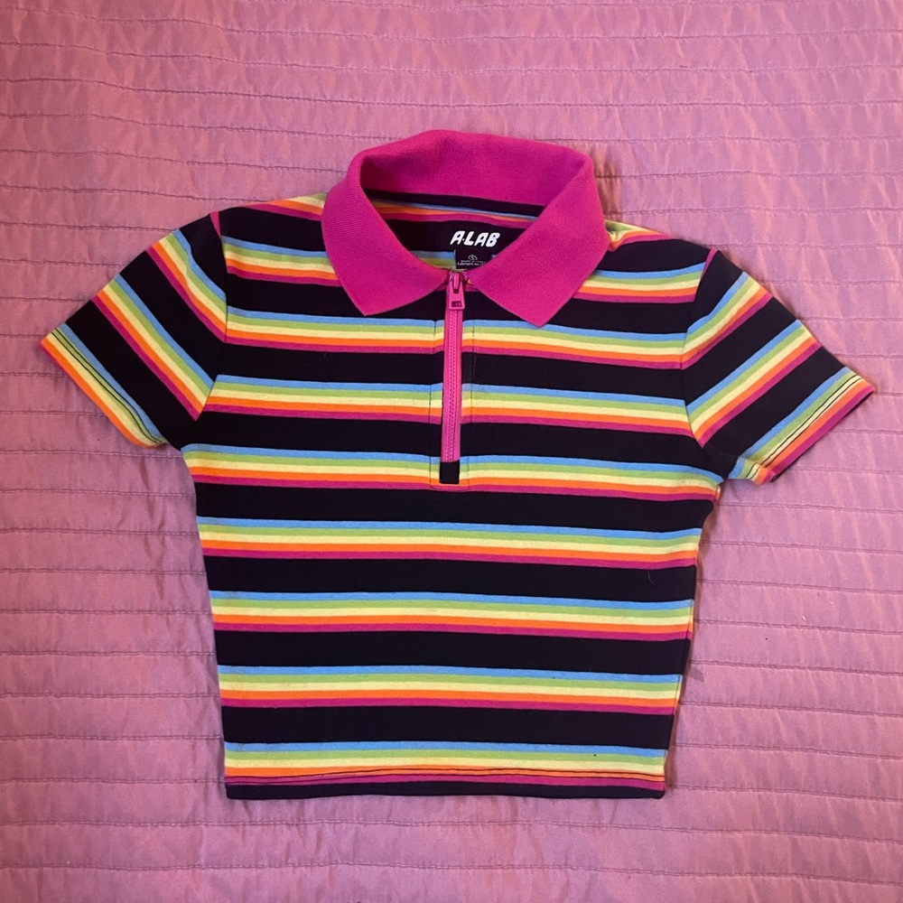 RAINBOW STRIPED CROP TOP!! 🌈